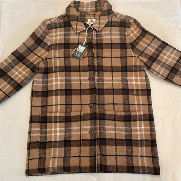 NWT Tentree Flannel Utility Jacket. Button Up Shacket - Cartouche/Slate Brown - Picture 5 of 12